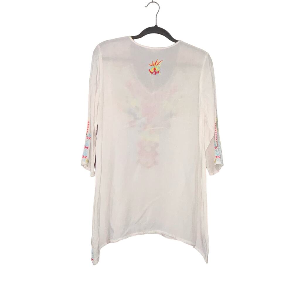 Solitaire Embroidered Womans Tunic Top Size Medium Long Sleeve Boho Festival - Picture 10 of 12